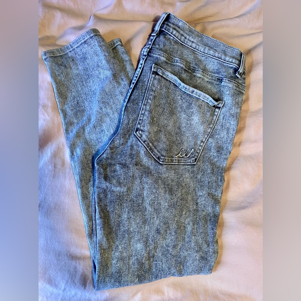 Express High Rise ankle legging jeans, stonewashed gray, sz 12 regular
